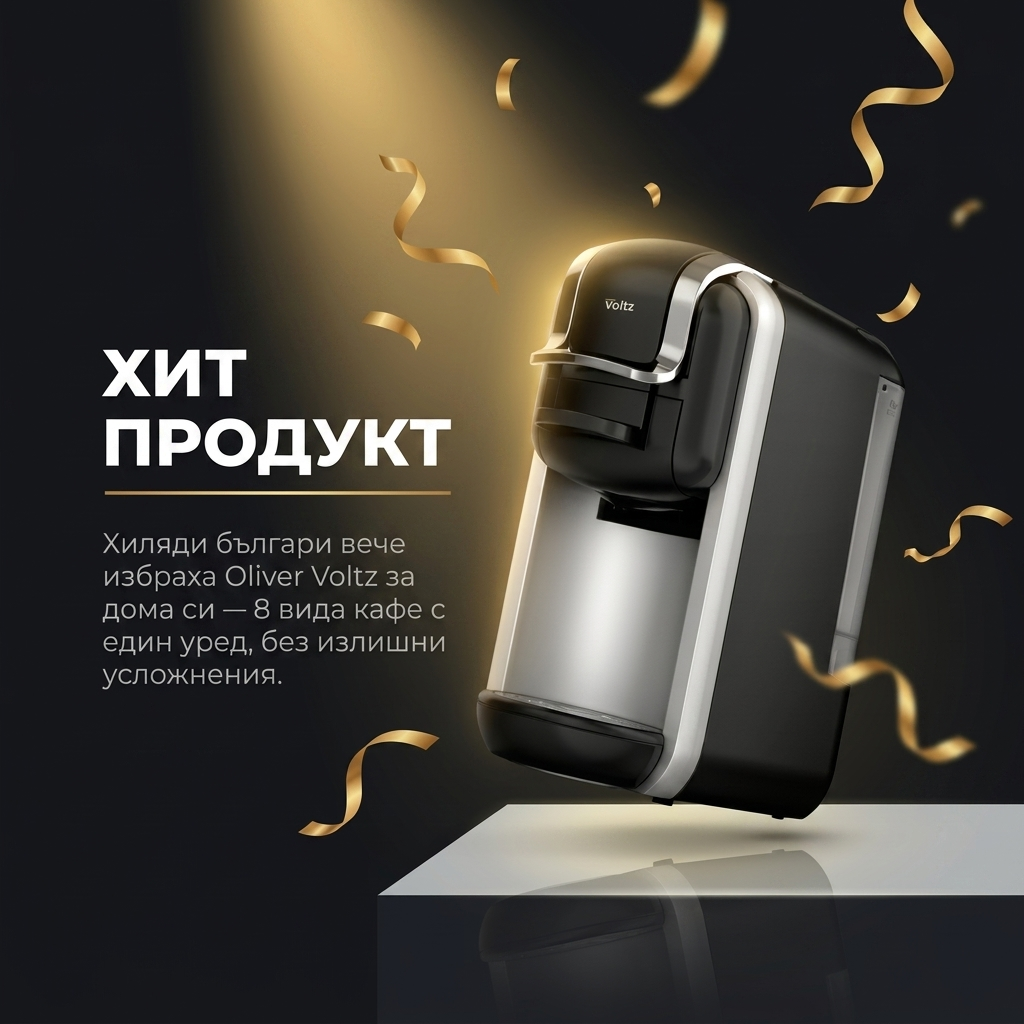 Еспресо машина 8 в 1 Oliver Voltz OV51171J8R — 19 bar, 1450W, Черно/Сиво
