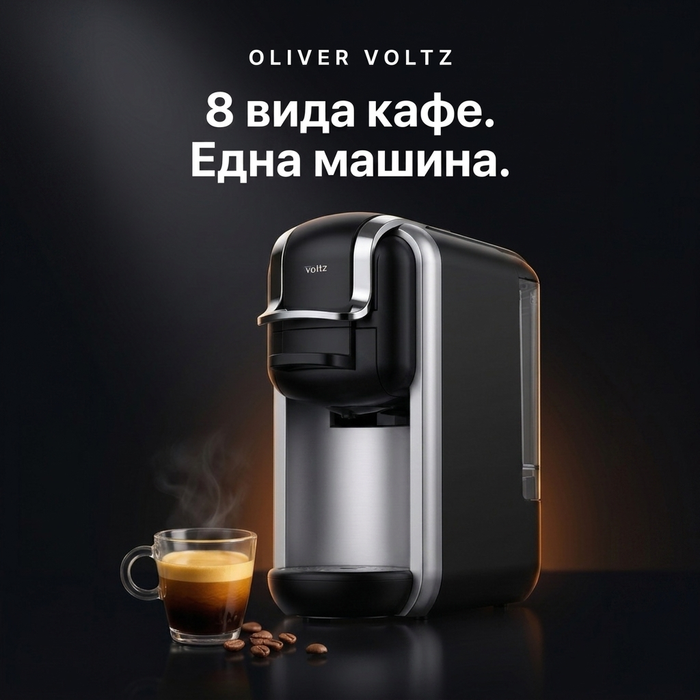 Еспресо машина 8 в 1 Oliver Voltz OV51171J8R — 19 bar, 1450W, Черно/Сиво