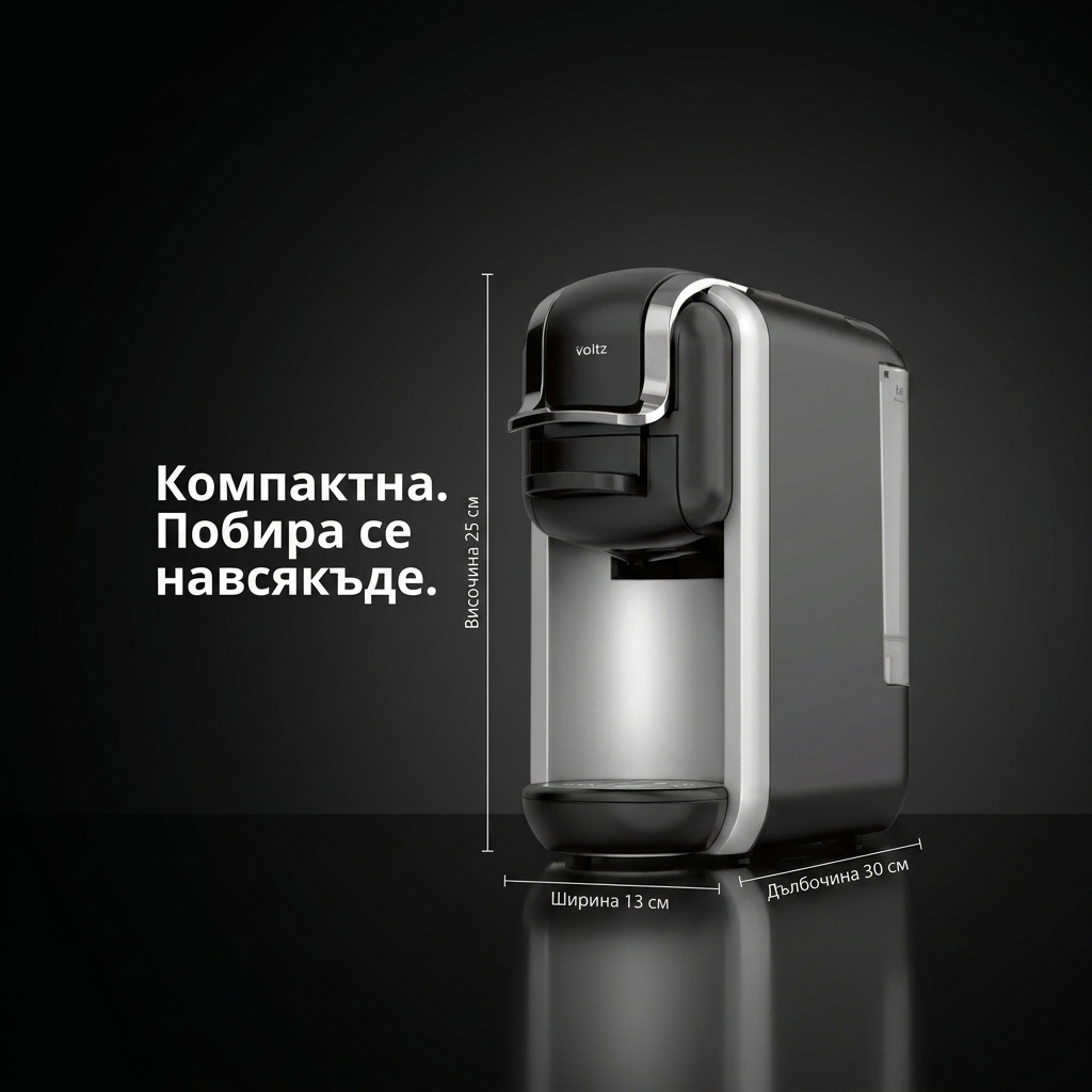 Еспресо машина 8 в 1 Oliver Voltz OV51171J8R — 19 bar, 1450W, Черно/Сиво