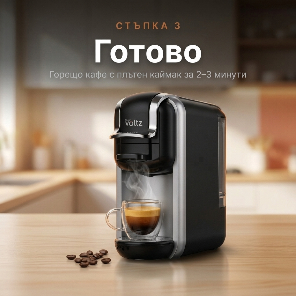 Стъпка 3 — готово, горещо кафе с плътен каймак