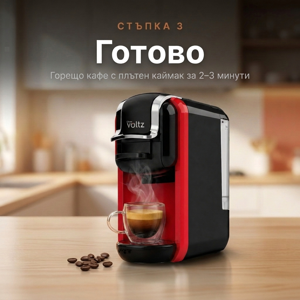 Стъпка 3 — готово, горещо кафе с плътен каймак